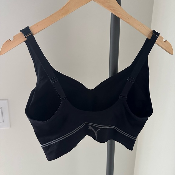 Puma Black Sports Bra with Wide Straps and Logo - Picture 6 of 7